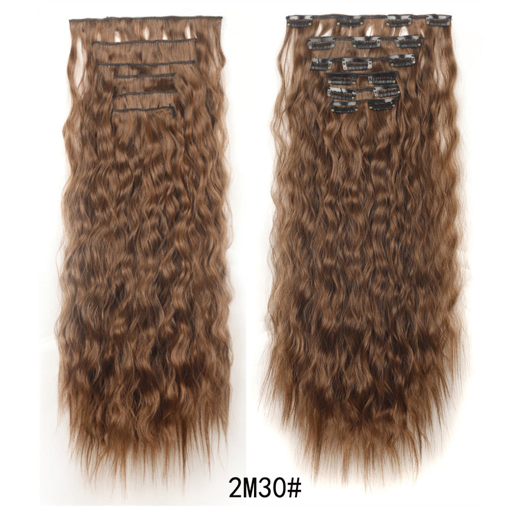 6-Piece Clip-In Long Curly Hair Extensions – Synthetic Fiber Wig Set for Women (About 60cm)