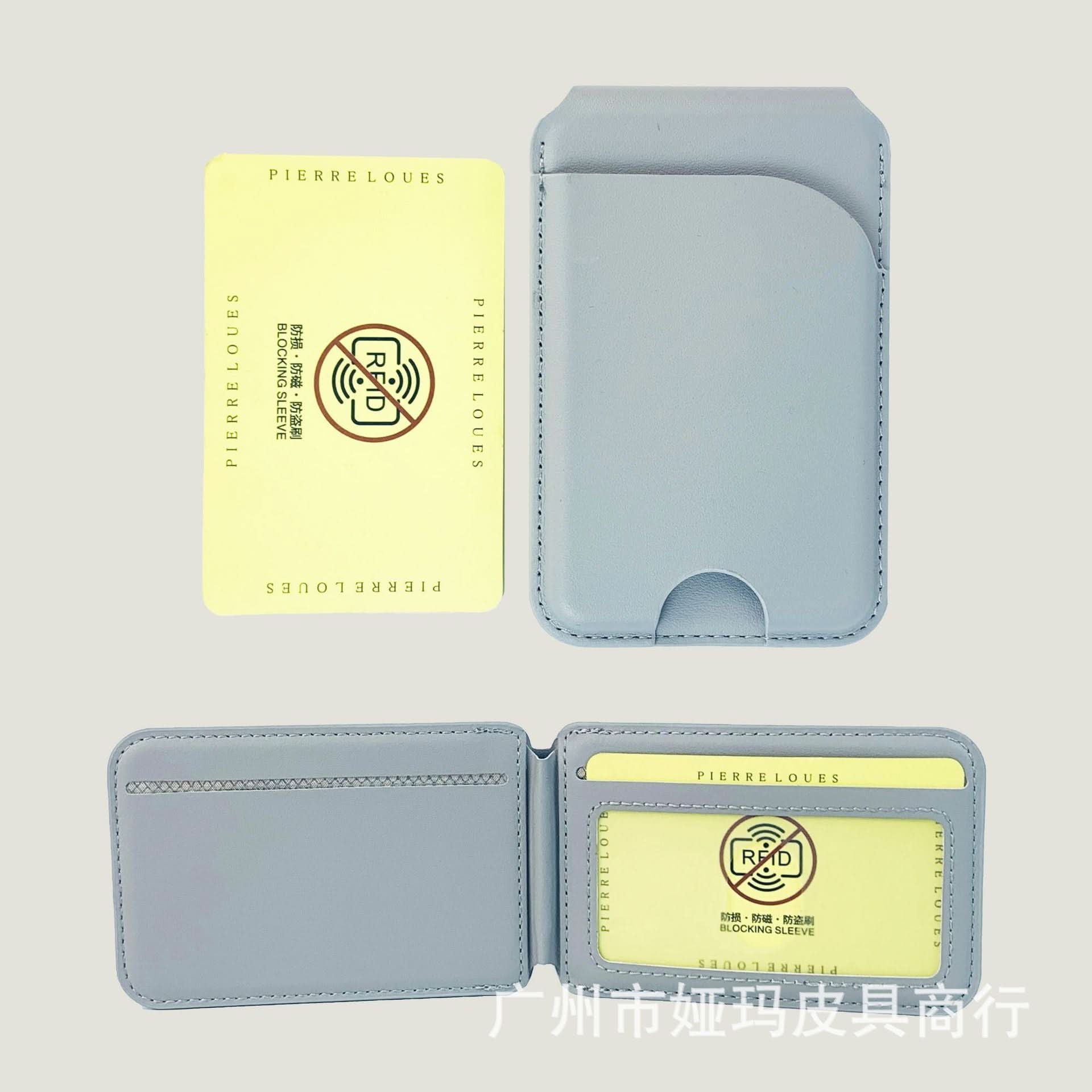 MagSafe Leather Card Holder with Metal Stand – Anti-Magnetic Wallet