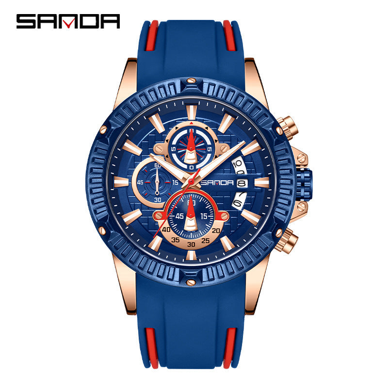 Sanda Men's Quartz Watch – Multi-Function Waterproof Calendar with Luminous