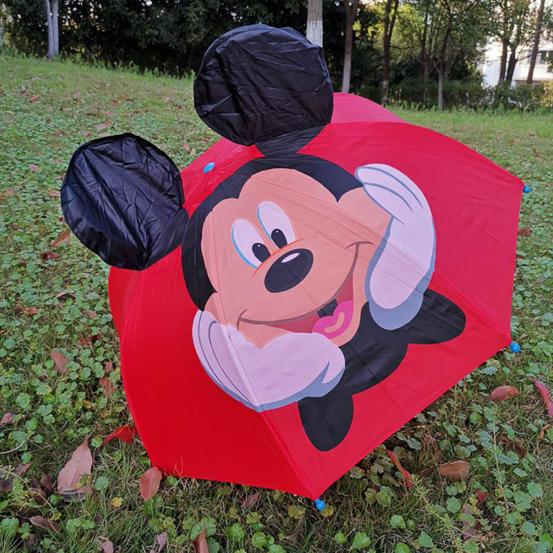 Kids Cartoon Umbrella with 3D Ears – Ultra-Light Fiberglass, Ages 2–7