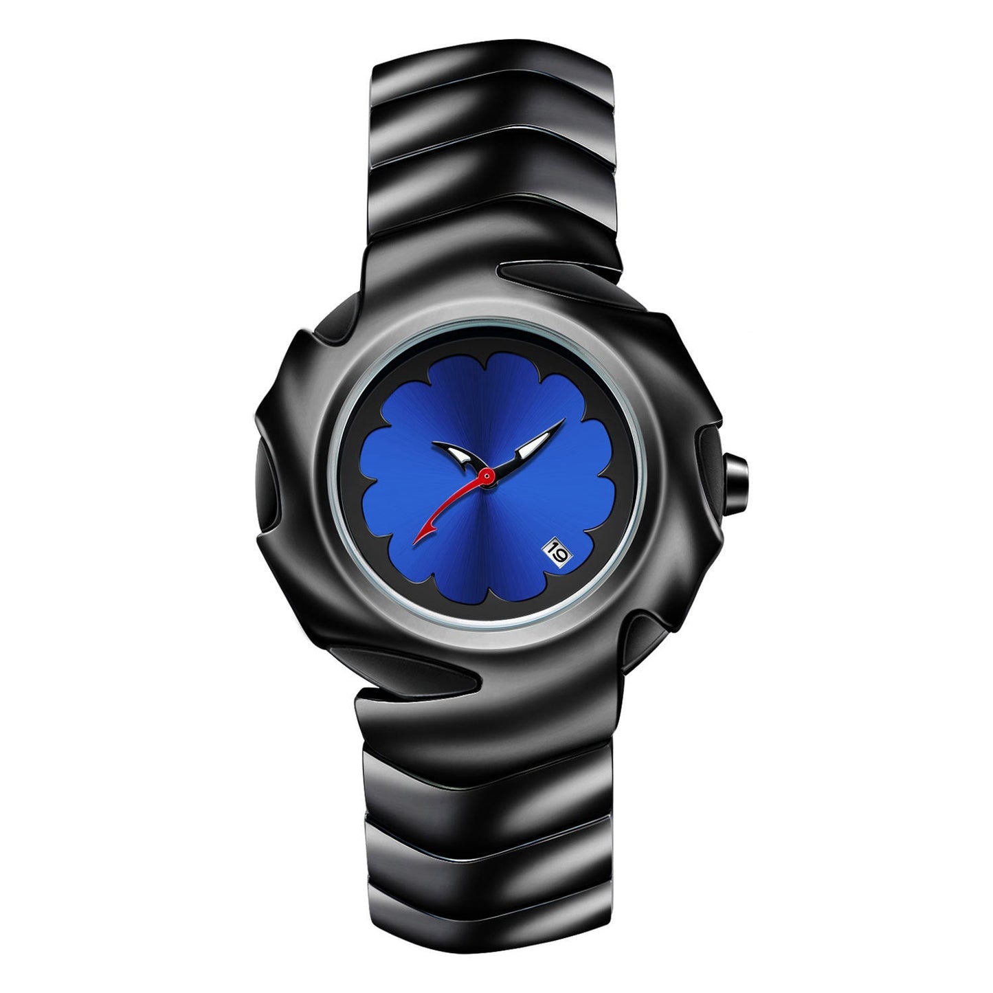 Blade Design Waterproof Men’s Quartz Watch – 50M Black Alloy Strap Timepiece