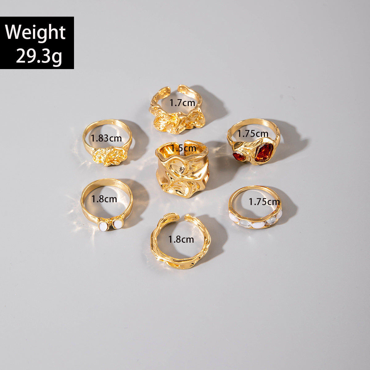 Geometric Retro Ring Set for Women – Gold Alloy Irregular Design Jewelry