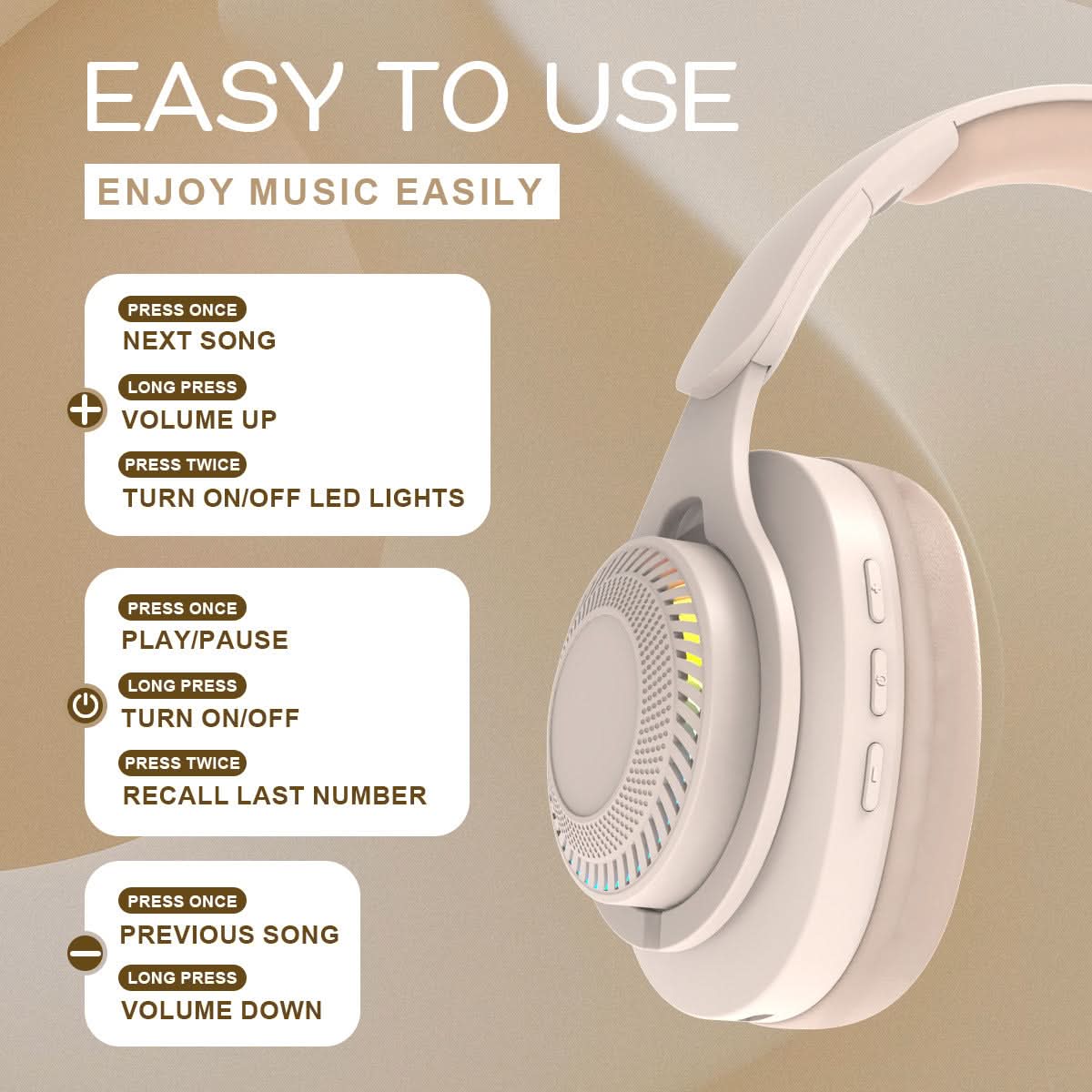 M6max Wireless Bluetooth Headset with Light