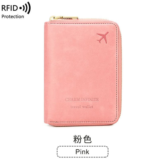 RFID Blocking Passport Holder – Compact Travel Wallet with Zipper