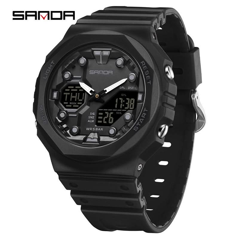 Men’s Dual Display Sports Watch – Waterproof, Multi-Functional Watch