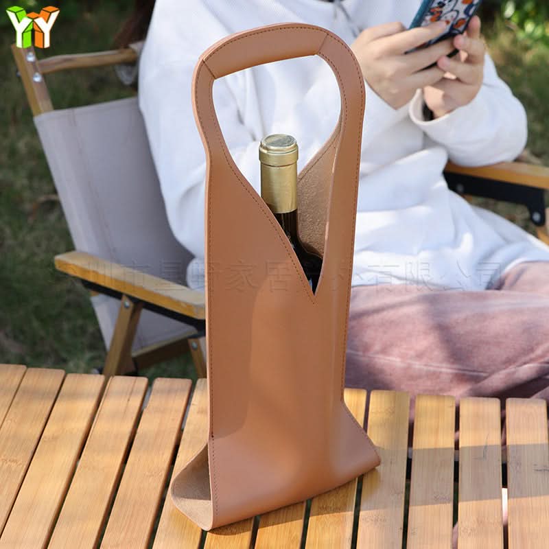 Portable PU Leather Wine Bag