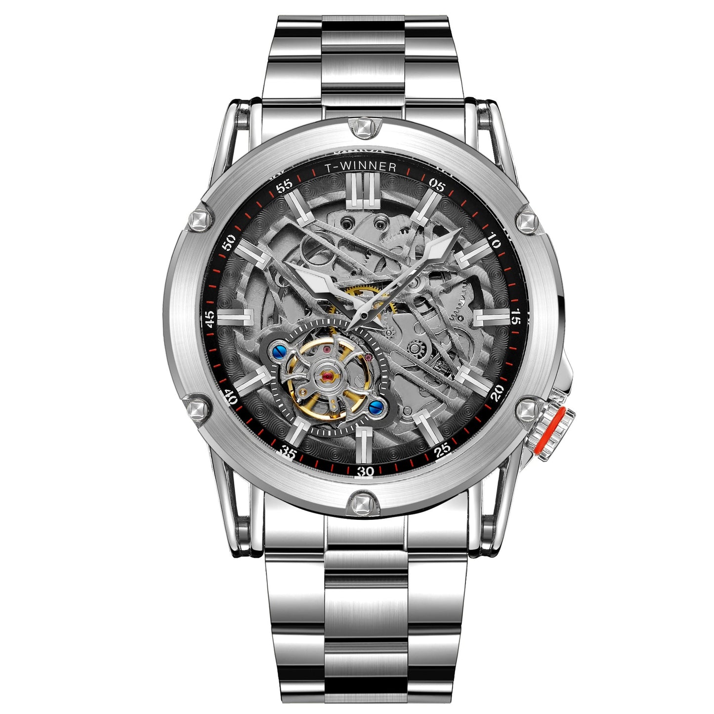 T-winner Men's Automatic Skeleton Watch – 30M Waterproof Fashion Mechanical Timepiece