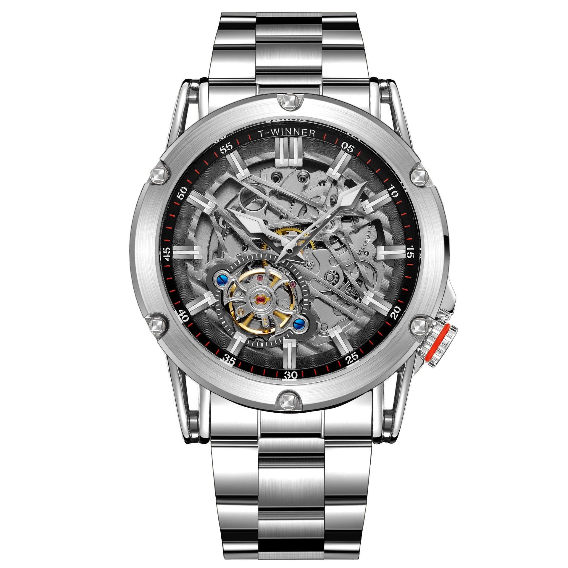 T-winner Men's Automatic Skeleton Watch – 30M Waterproof Fashion Mechanical Timepiece