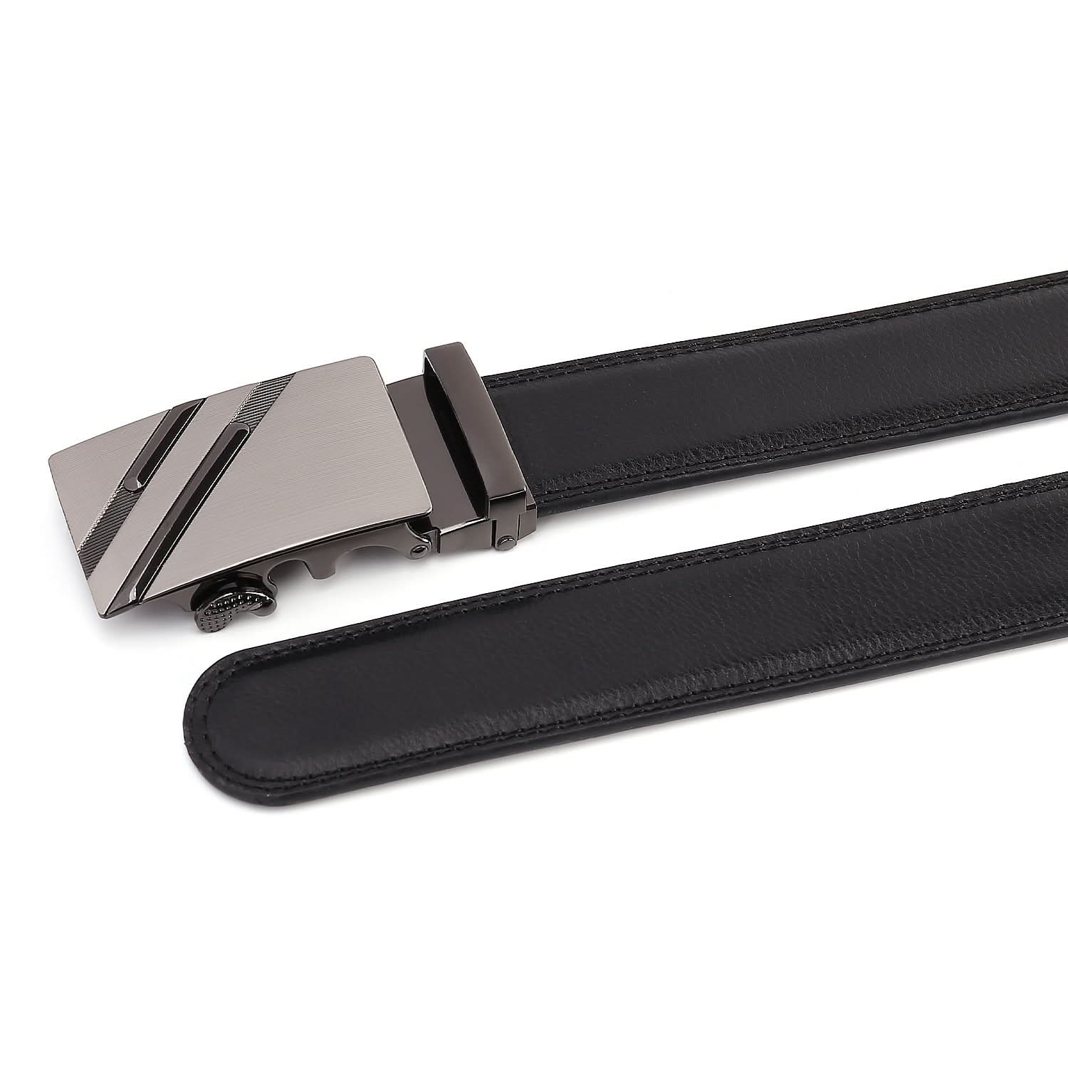 Men's Leather Automatic Buckle Belt - Black