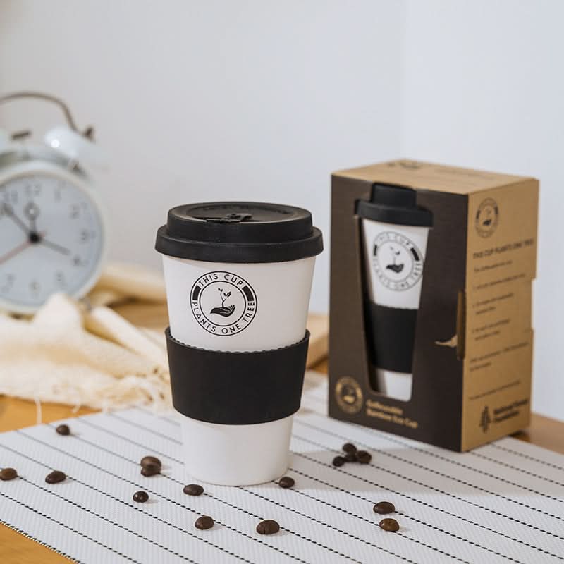 Eco-Friendly Bamboo Fiber Coffee Cup – Biodegradable, Leakproof Travel Mug (470ML)
