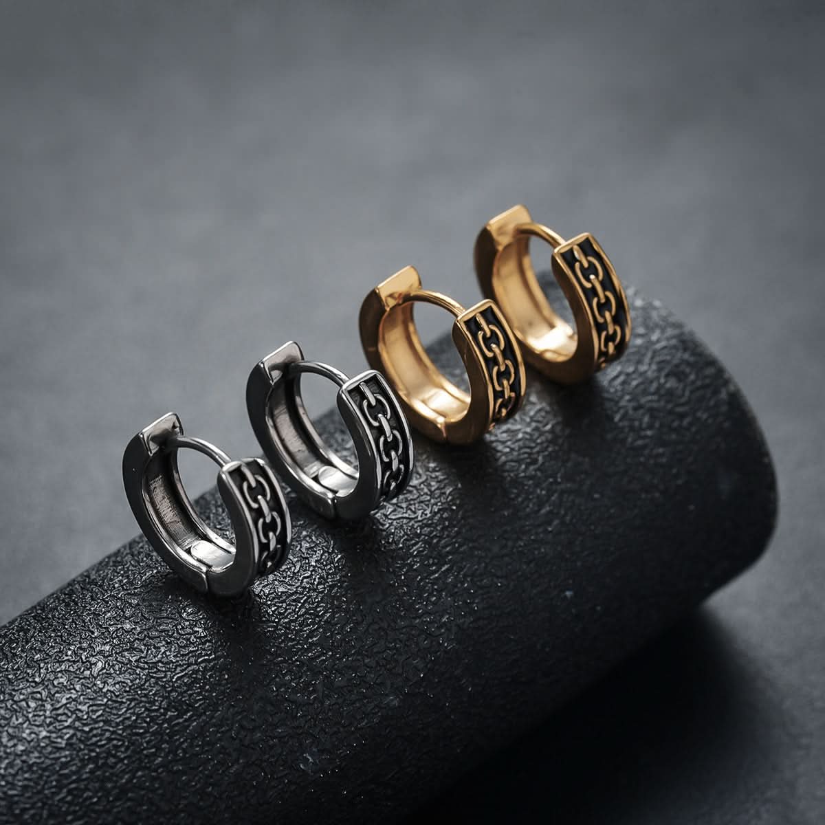 Men’s Trendy Chain Hoop Earrings – Retro Street Style Jewelry