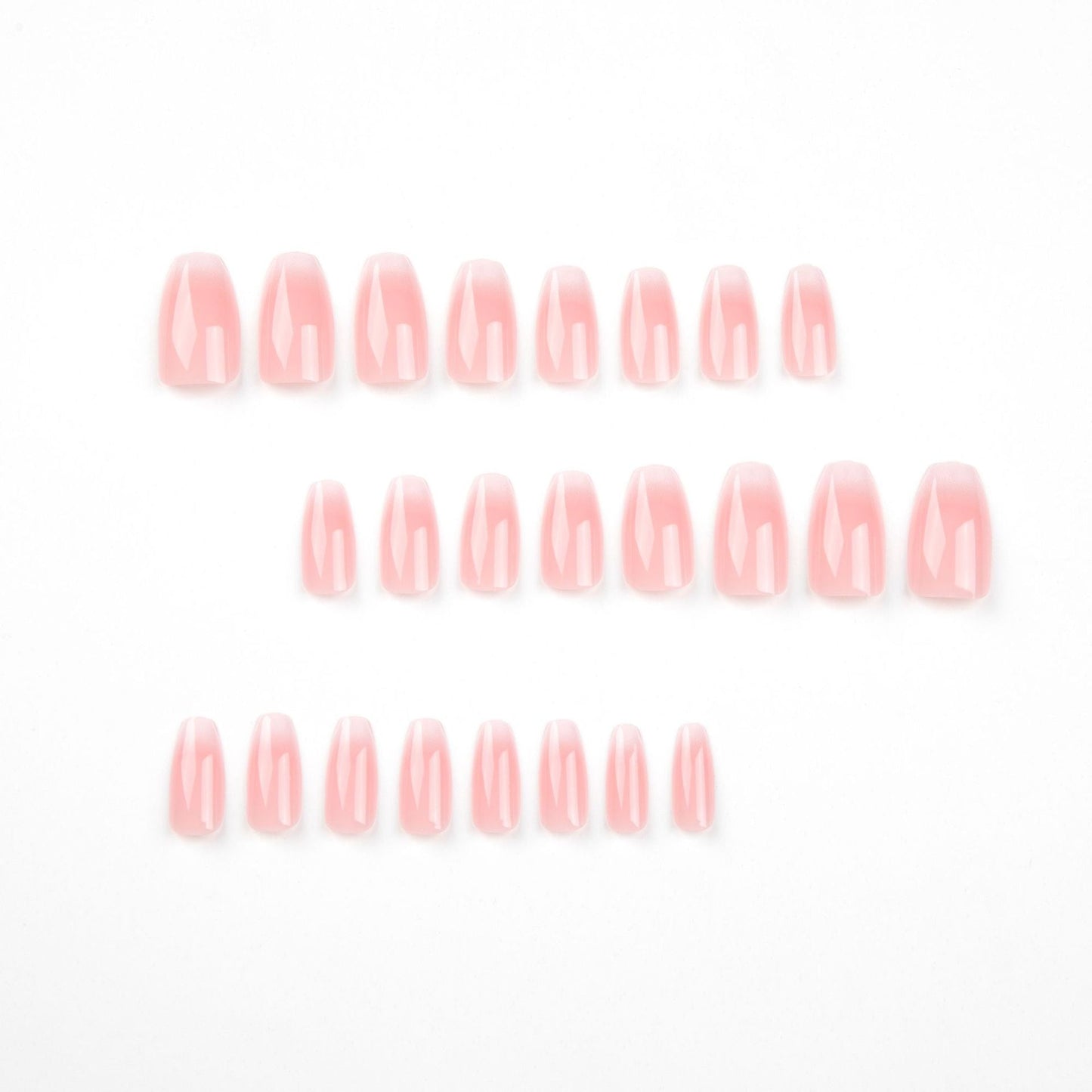 Nude Pink Coffin Press-On Nails – Medium French Ombre Gradient Glue-On Tips