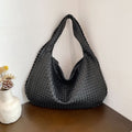 Women's Woven Shoulder Bag – Handbag with Zipper Closure and Inner Pockets