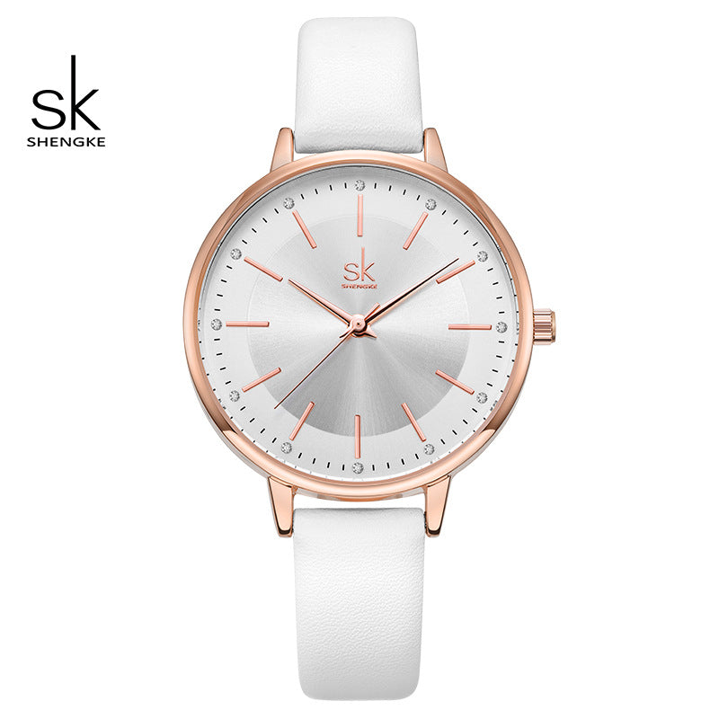 SK Women’s Quartz Watch – Casual PU Leather Strap, 30M Waterproof Fashion Design