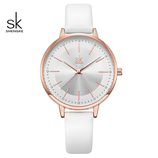 SK Women’s Quartz Watch – Casual PU Leather Strap, 30M Waterproof Fashion Design