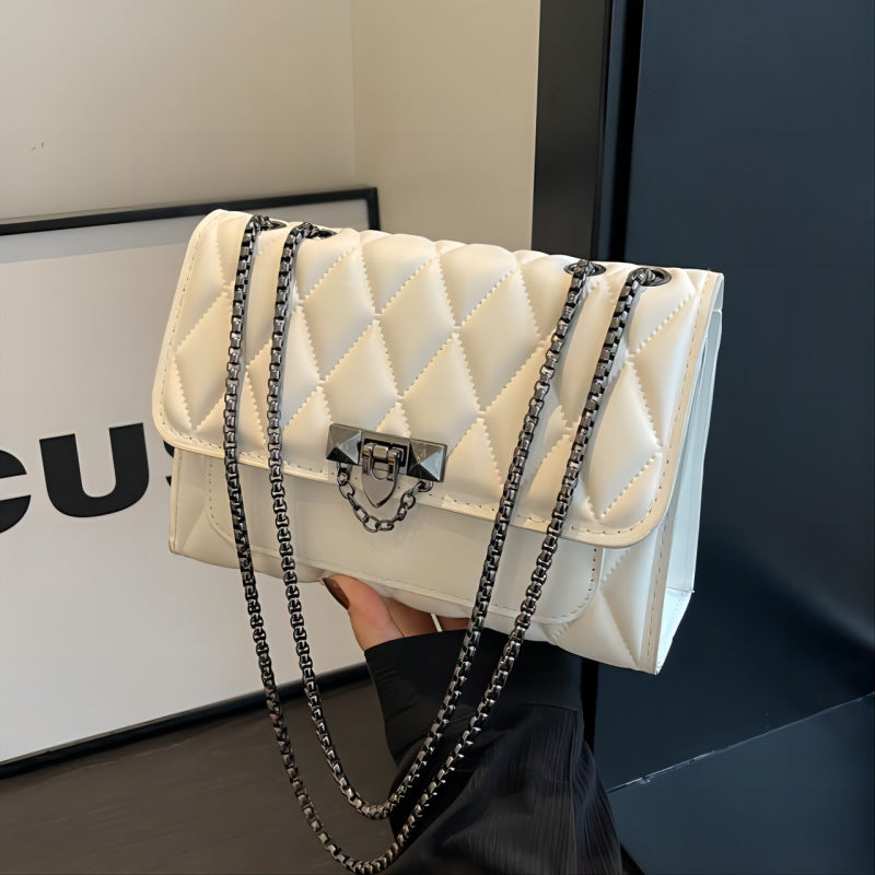 Mini Quilted Chain Shoulder Bag – PU Leather Small Square Messenger Purse for Women