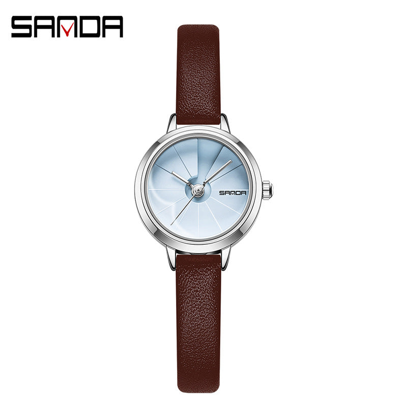 SANDA Women’s Quartz Watch – Leather Strap, 30M Waterproof Casual Watch