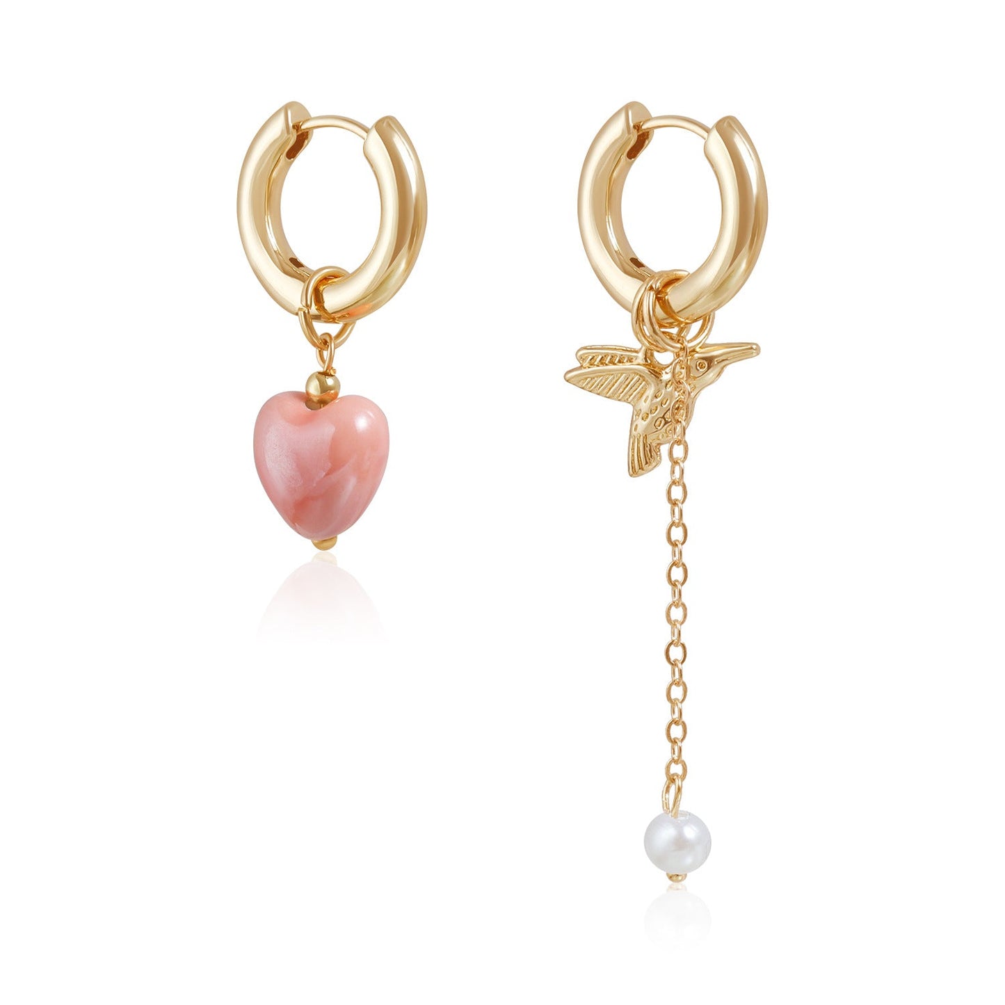 Retro Heart Drop Earrings – Asymmetrical Fashion Jewelry for Women