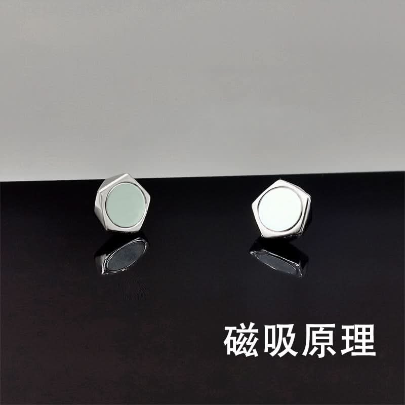 Magnetic Geometric Diamond Earrings for Men