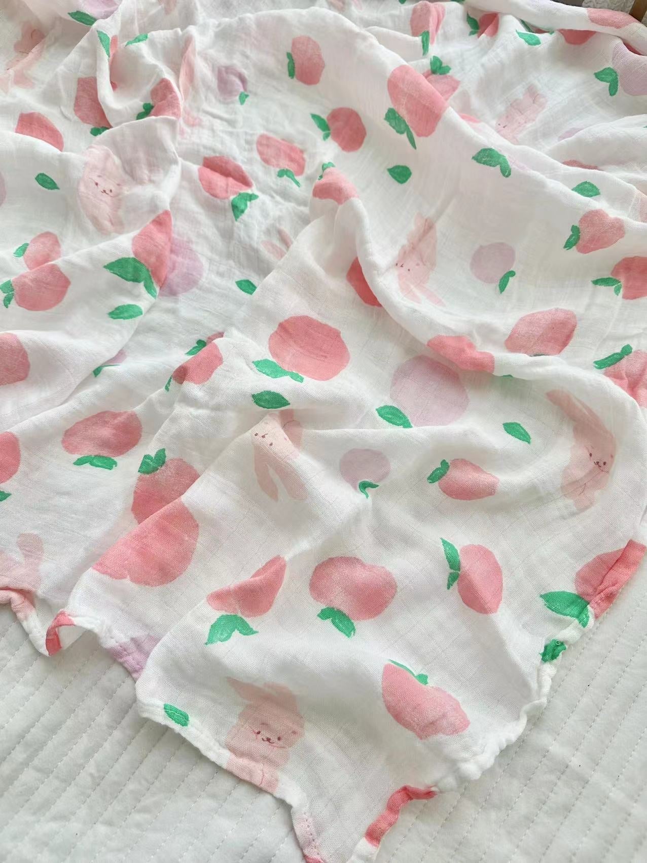 Bamboo Fiber Gauze Scarf & Baby Swaddle – Breathable 4-Layer Wrap Shawl or Blanket