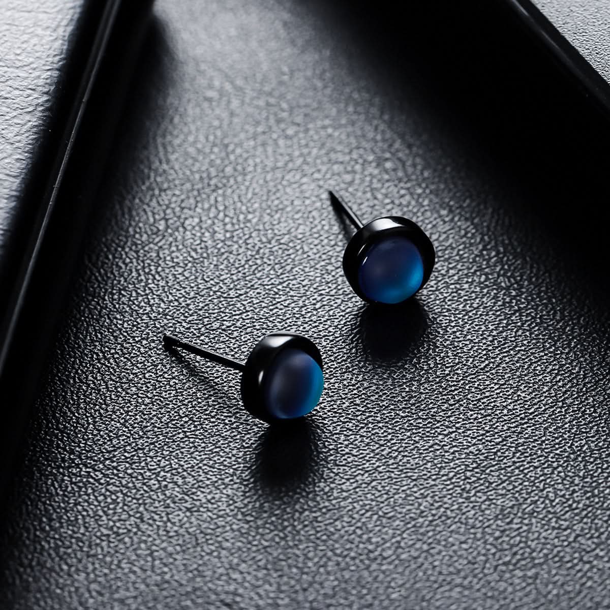 Men’s Cat’s Eye Stone Earrings – Minimalist Round Alloy Studs