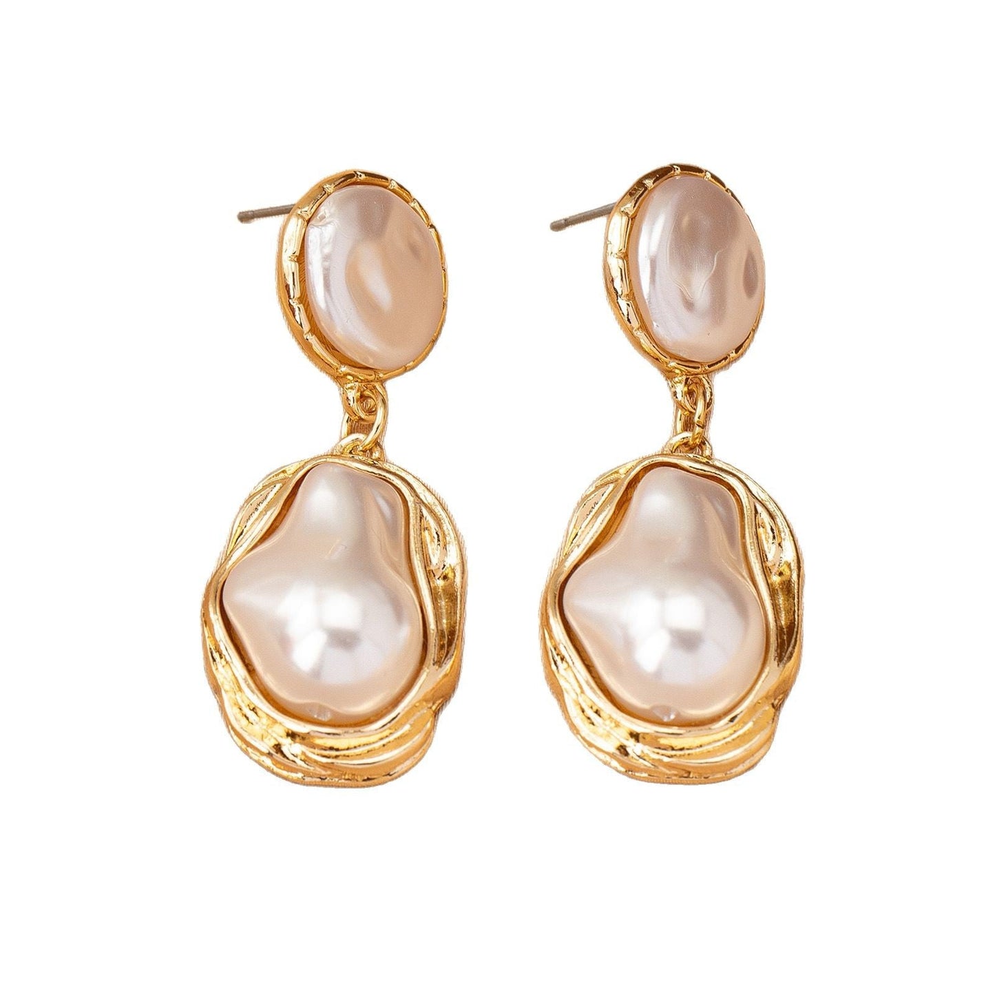 Baroque Pearl Earrings for Women – Alloy Retro Geometric Fashion Jewelry
