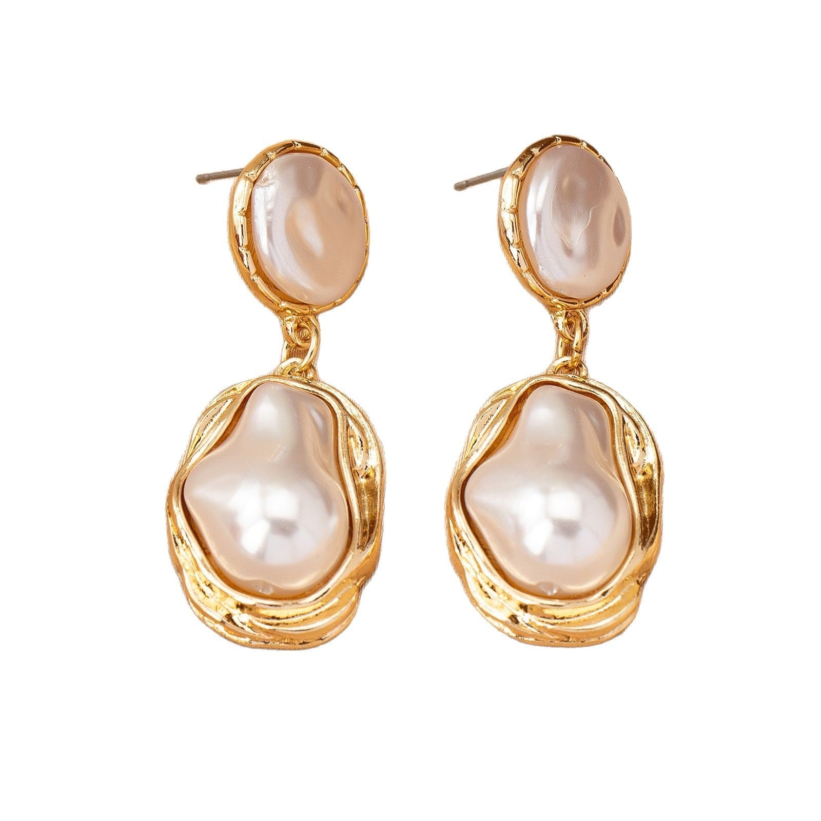 Baroque Pearl Earrings for Women – Alloy Retro Geometric Fashion Jewelry