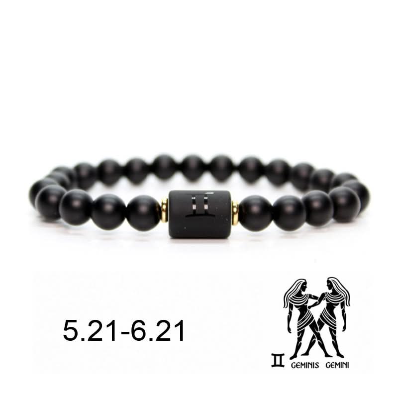 12 Constellations Black Agate Bracelet – Unisex Zodiac Bracelet