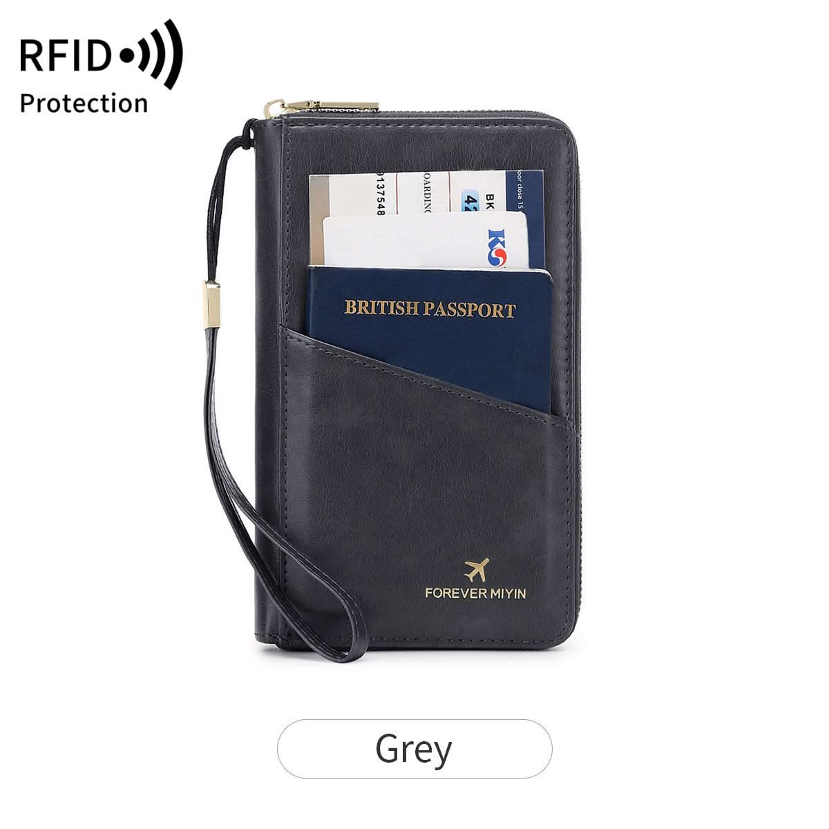 RFID Anti-Theft Travel Passport Wallet – Zipper Organizer for Documents & Tickets