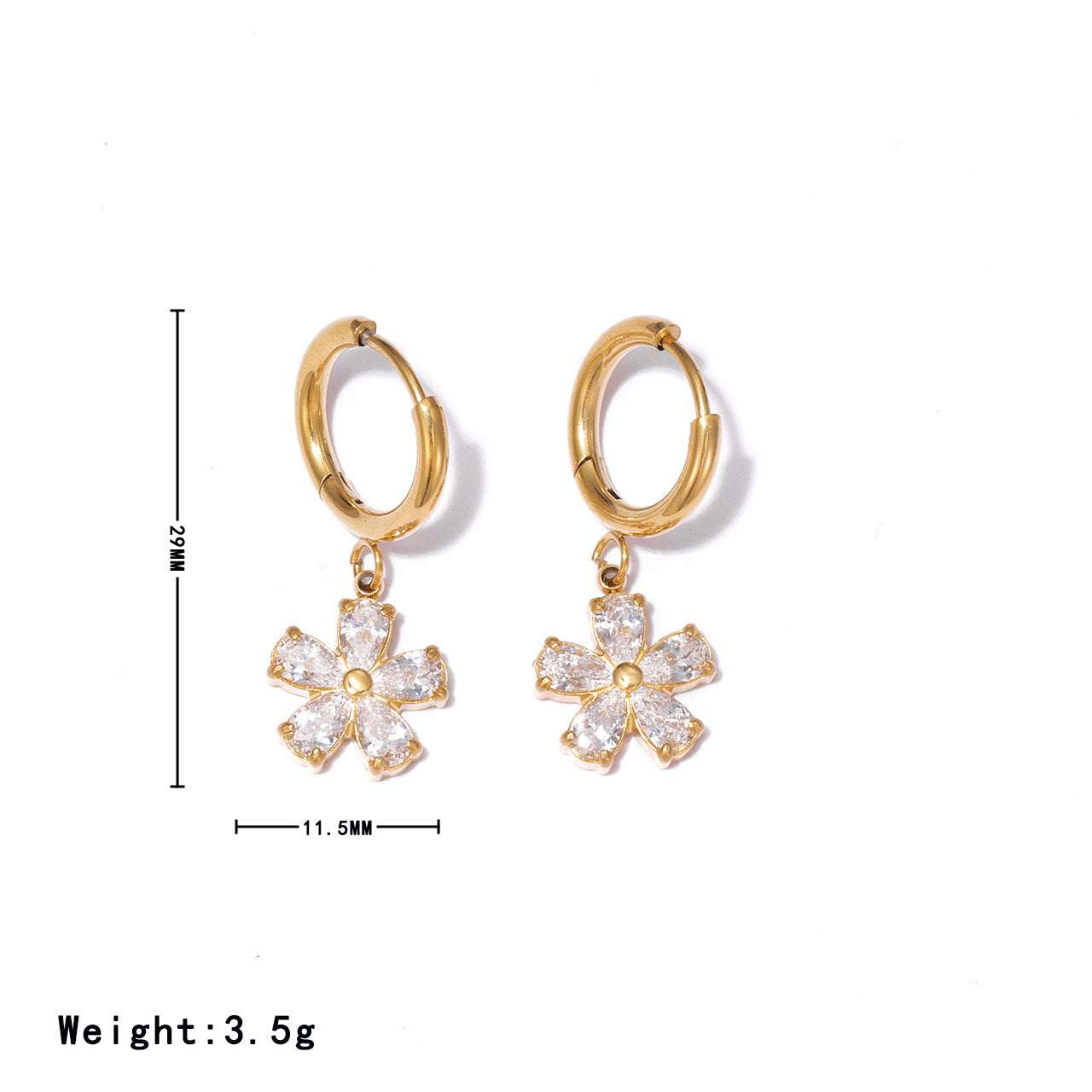 Gold & Silver Flower Earrings – Titanium Steel Floral Jewelry for Women