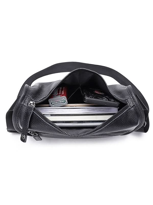 Men's Black Leather Backpack – Soft Shoulder Messenger Bag