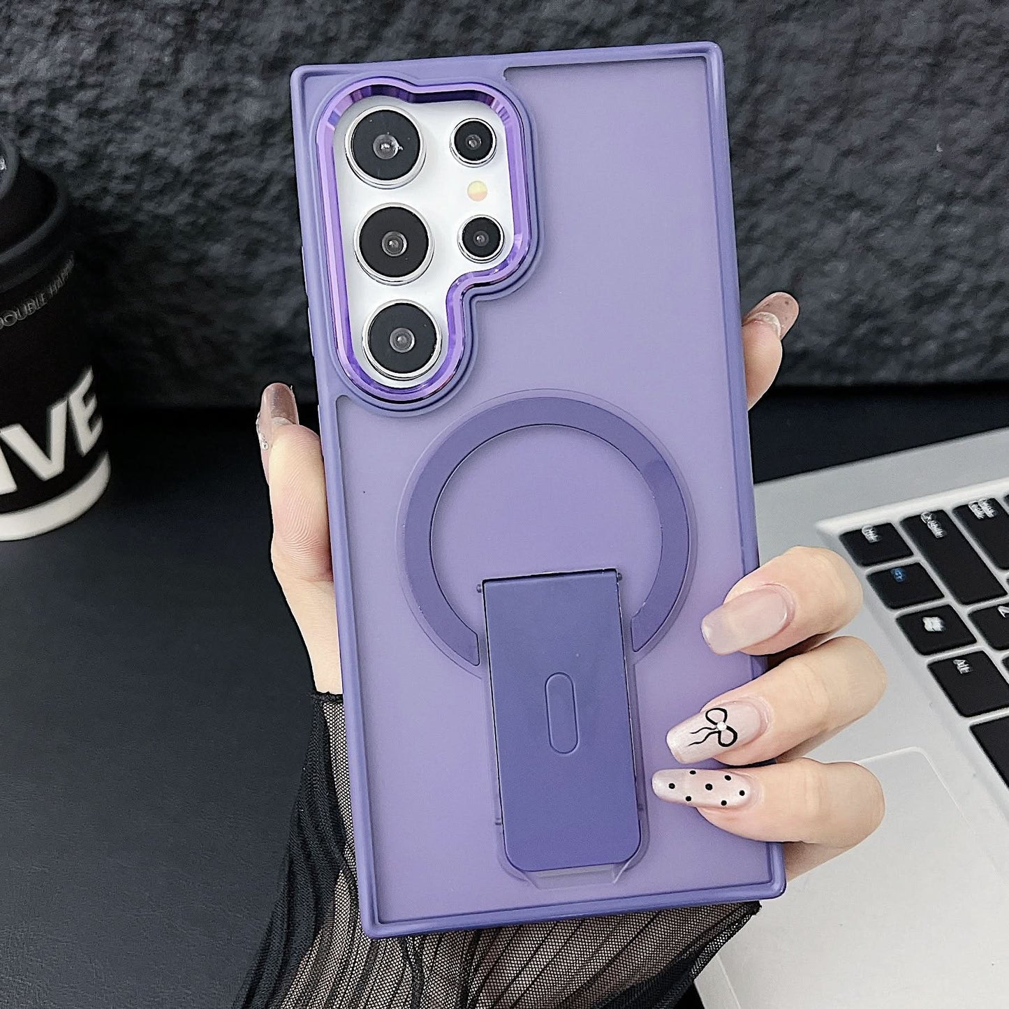 Magnetic Stand Case for Samsung S25 Series – Frosted Anti-Fall