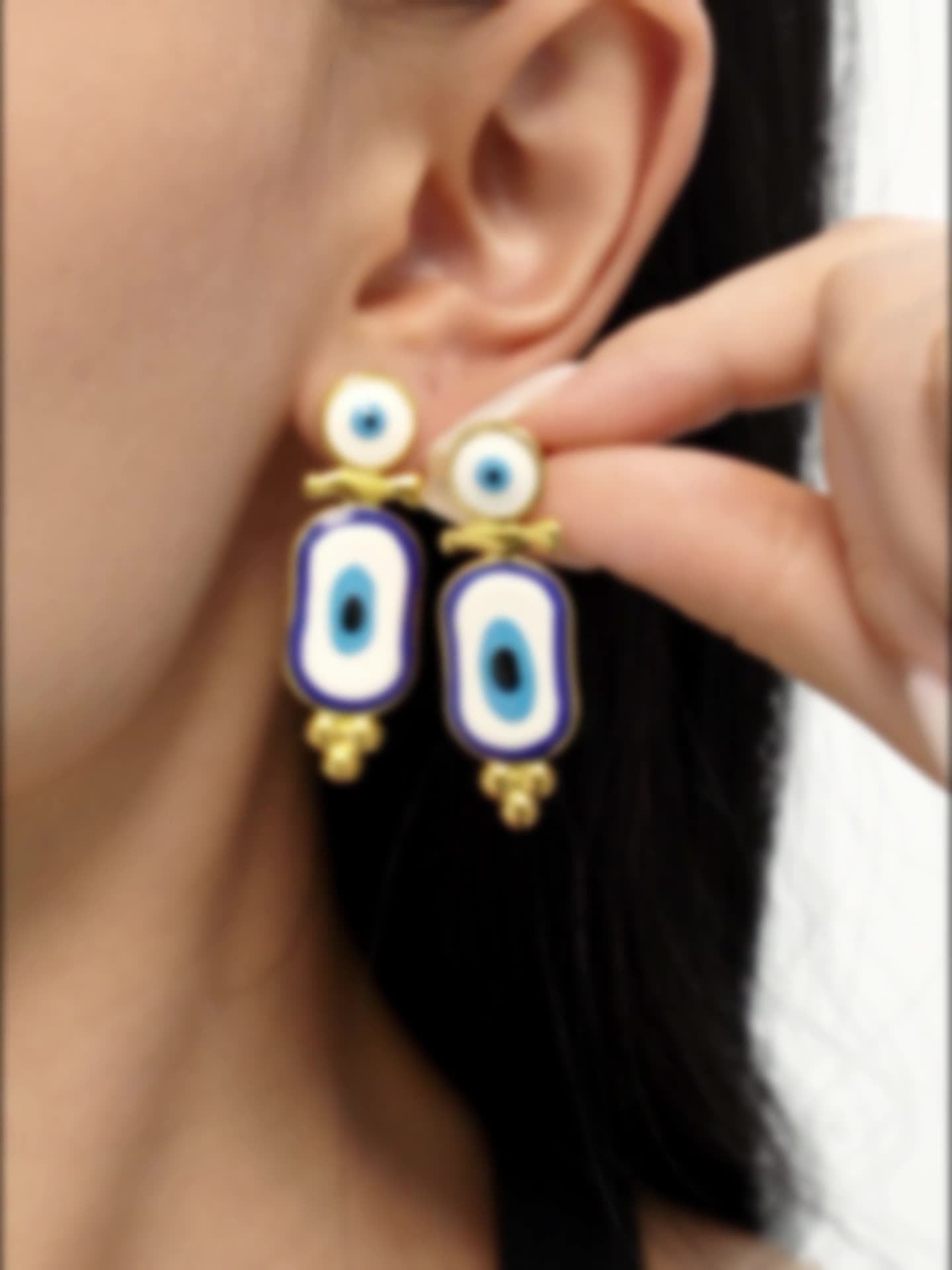 Turkish Evil Eye Earrings for Women – Enamel Glaze, Stainless Steel Statement Jewelry