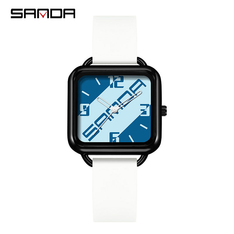 Sanda Unisex Square Quartz Watch – Trendy Waterproof Fashion Watch for Students