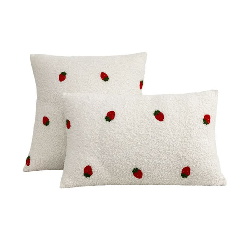 Teddy Velvet Embroidered Pillowcase - Modern Plush Cushion Cover