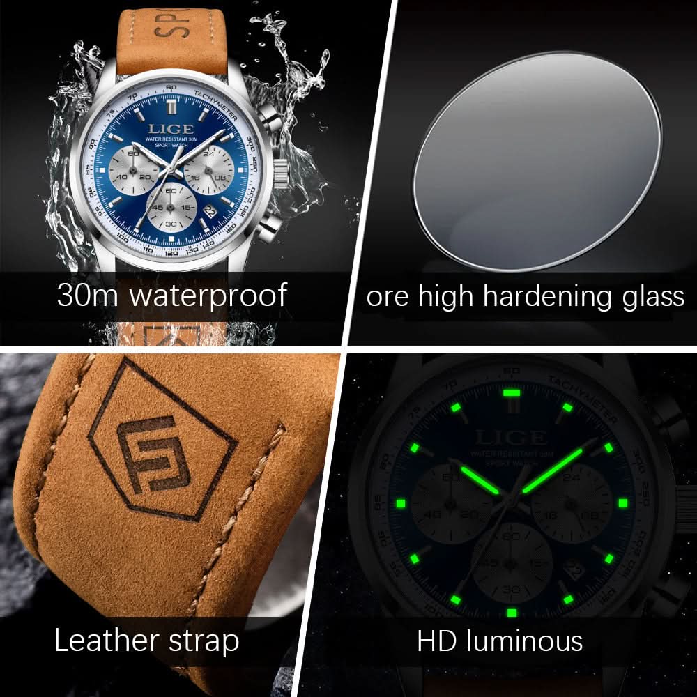 Men’s Luxury Business Quartz Watch – 3-Dial Chronograph