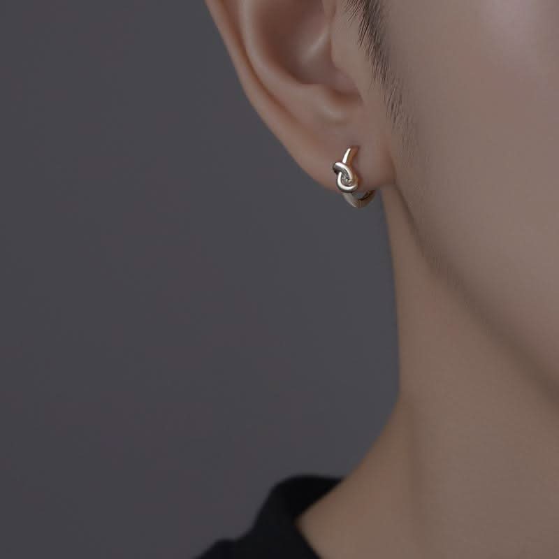 Men’s Twin Knot Hoop Earrings – Trendy Geometric Fashion Jewelry