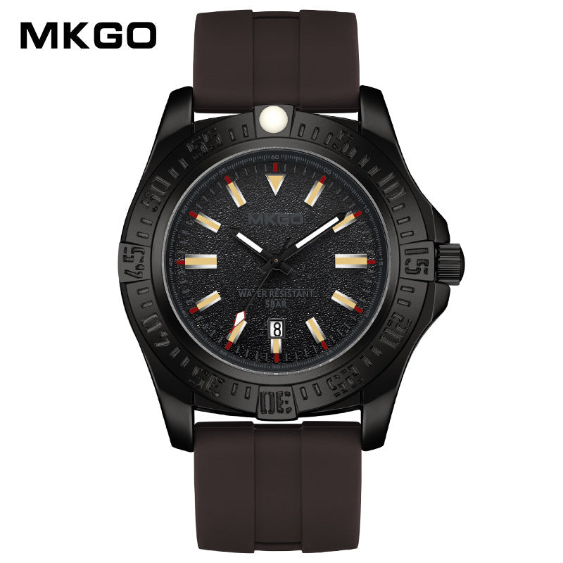 MKGO Men’s Quartz Watch with Calendar – Waterproof Silicone Strap Sport Timepiece