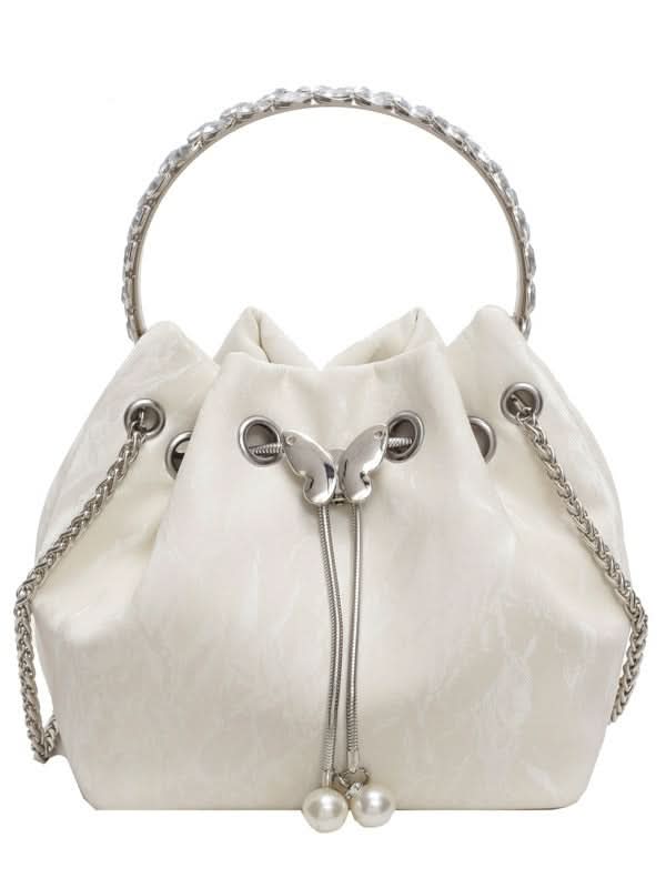 Women's Trendy PU Leather Bucket Bag – Small Chain Handbag