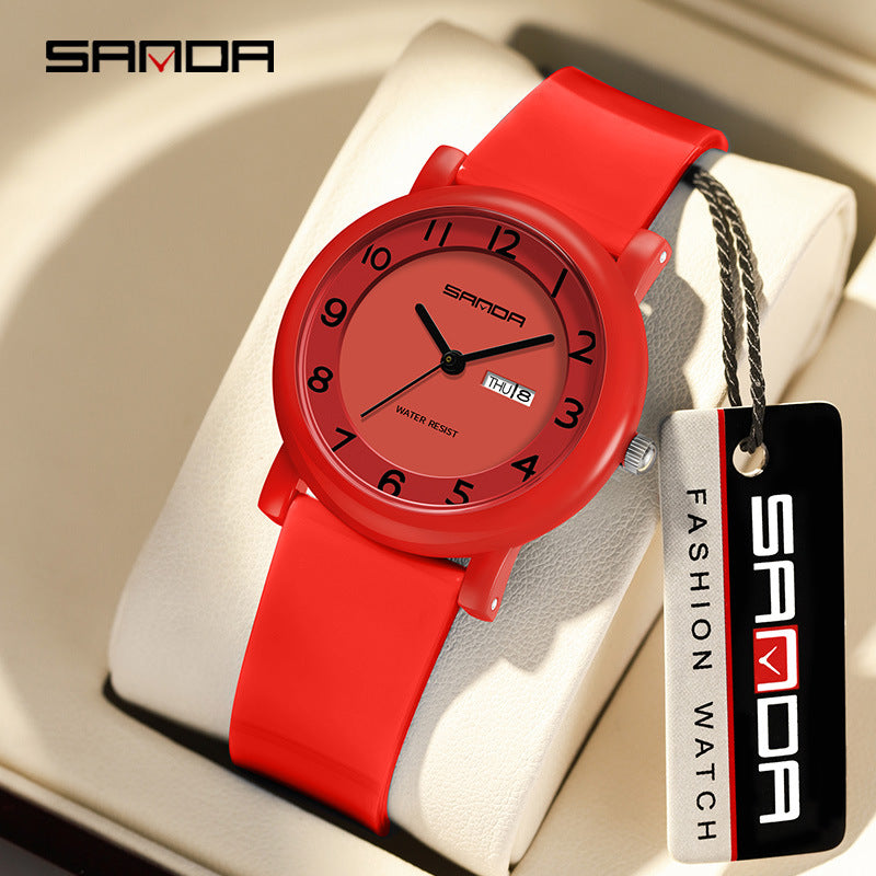 Sanda Kids Quartz Watch – Waterproof Dual Calendar Analog Watch for Students