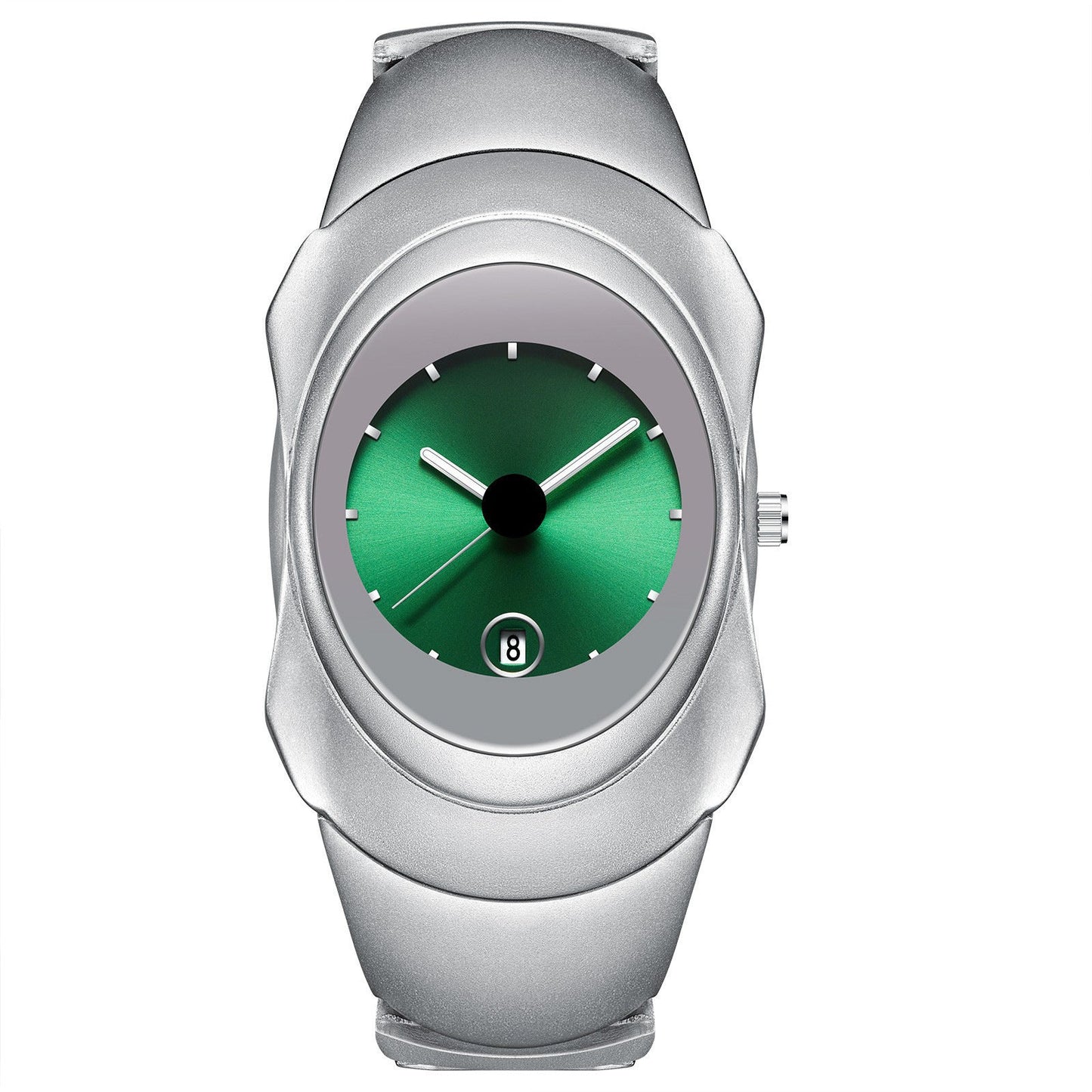 Men's Trendy Quartz Watch – Oval Dial Alloy Strap, Waterproof Fashion Timepiece