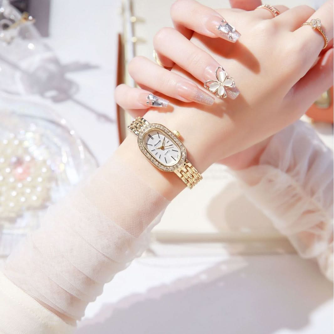 Women's Luxury Oval Diamond Watch – Elegant Quartz Timepiece