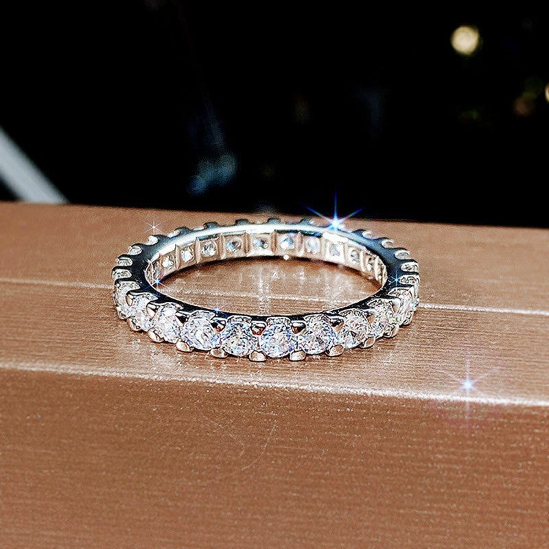 Luxury Zircon Cluster Ring for Women – Gold & Silver Micro-Set Copper Band Jewelry