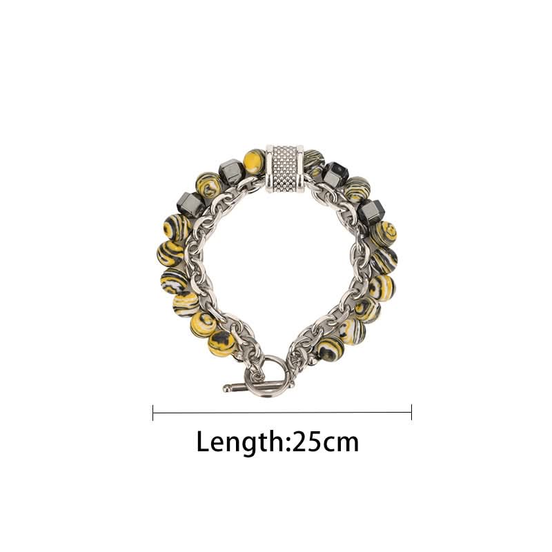 Unisex Stainless Steel Malachite Bracelet – Beaded Jewelry
