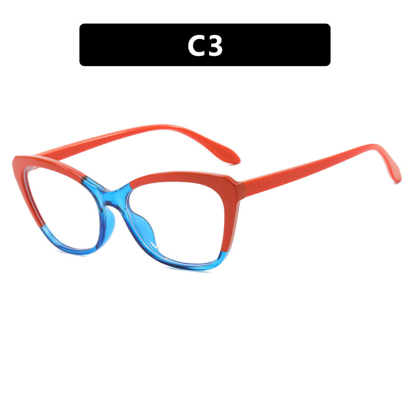 Cat-Eye Anti-Blue Light Glasses for Women – Contrast Color Butterfly Frame, Flat Lens
