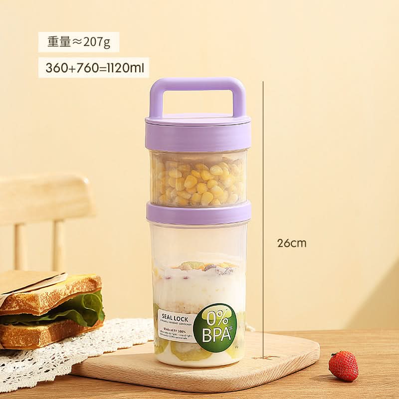 Portable Yogurt & Snack Double-Layer Oatmeal & Salad Cup - 920-1120ml
