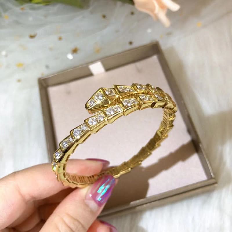 Snake Cuff Bracelet with Full Diamond Accents
