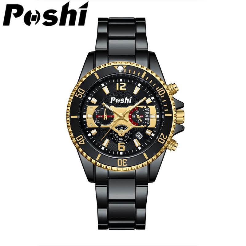 Men’s Stainless Steel Quartz Watch – Luminous Dial, Calendar