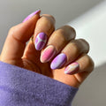 Trendy Colorful Press-On Nails – Abstract Gradient Oval Glue-On Medium Set