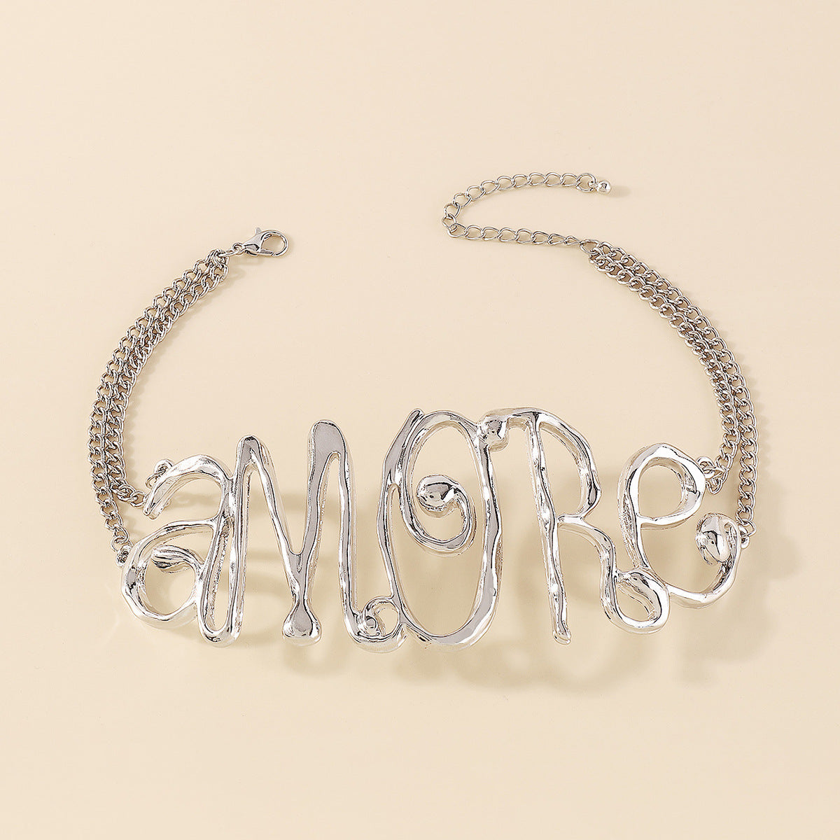 AMORE Letter Pendant Necklace – Retro Hip-Hop Style Statement Jewelry for Women